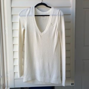 Abercrombie V-Neck White Wool Sweater